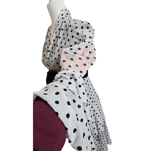 petit pois by Viviana G long sleeves black & white polka dot mini dress size S - Picture 4 of 10